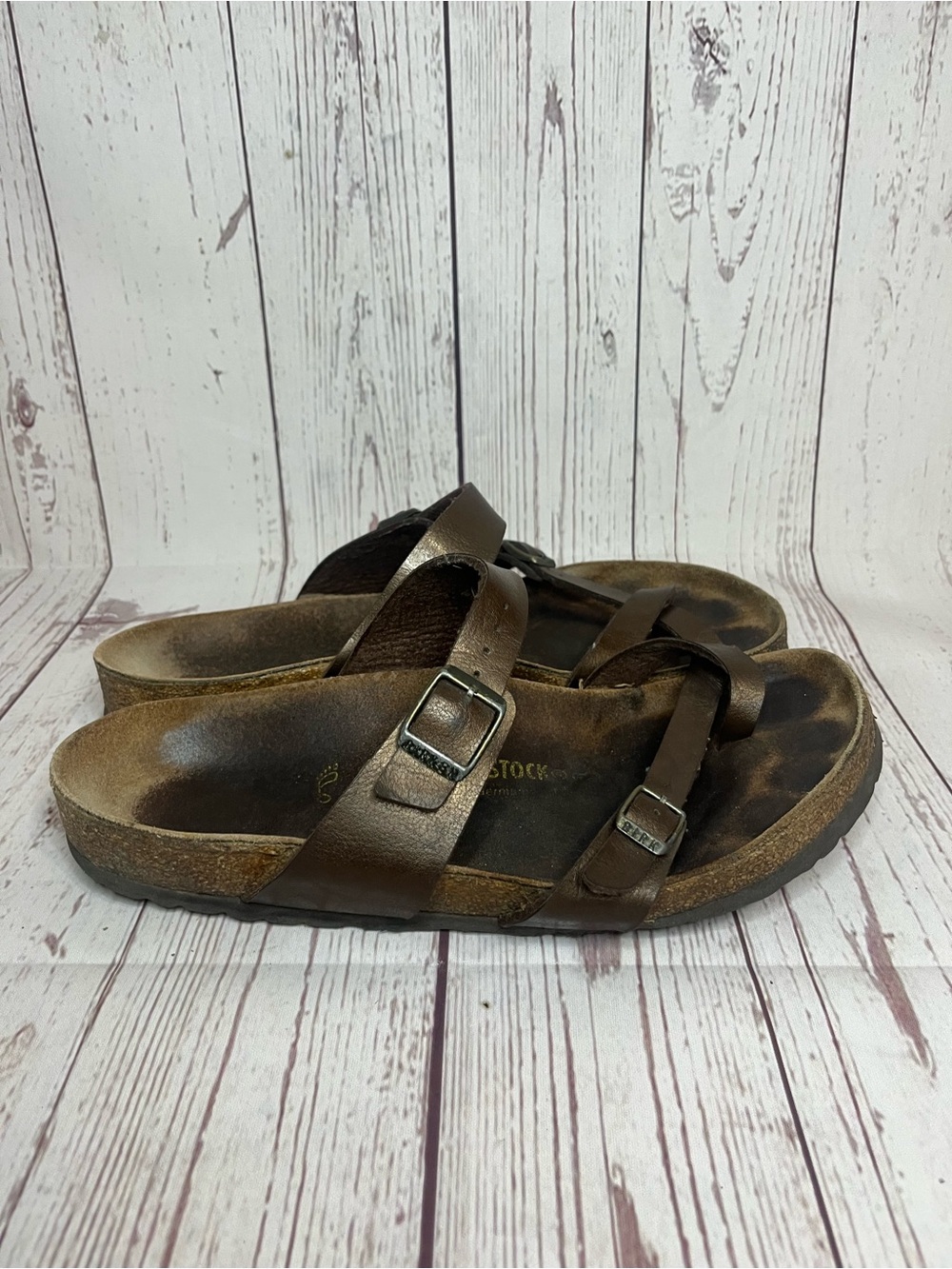 Birkenstock Mayari Sandals Men’s Size 8 Womens 10 Brown Oiled Leather Cork EU 4
